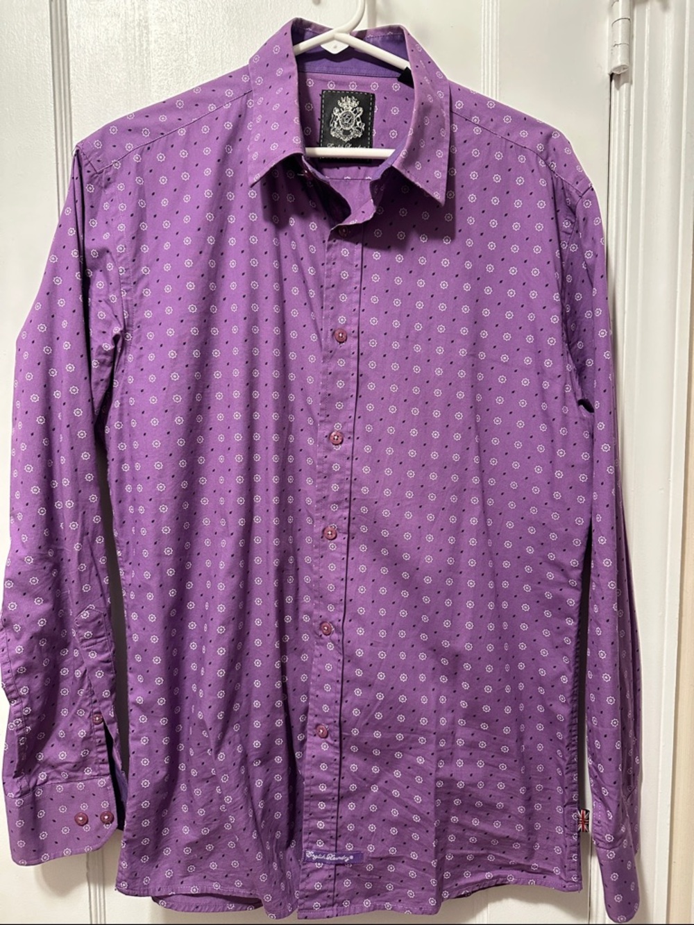 English Laundry Purple Printed Long Sleeve Button Down Shirt